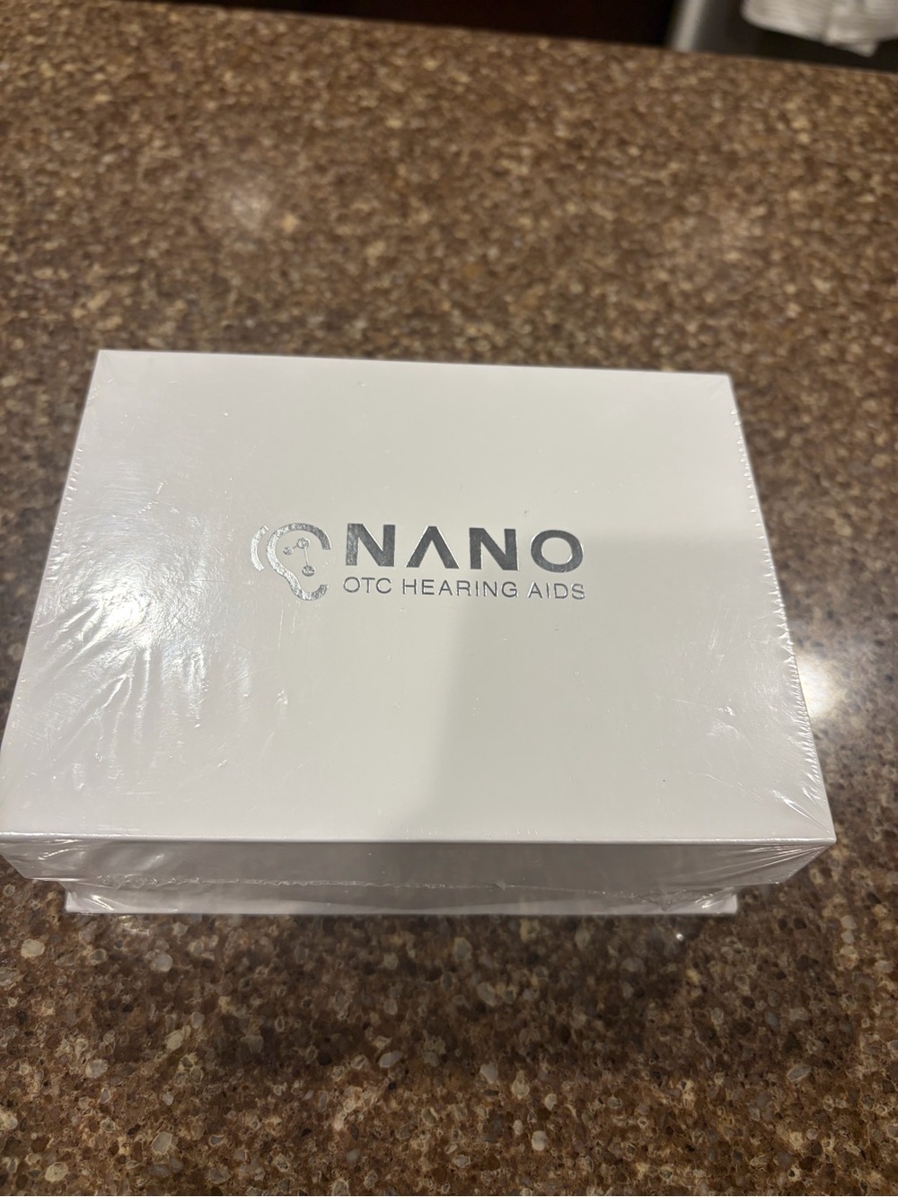Nano White Box with Silver Logo - OTC Hearing Aids